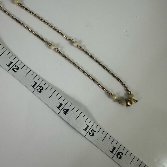 Chloe Faux Pearl Long‎ Necklace Gold Tone 31” - Picture 4 of 6